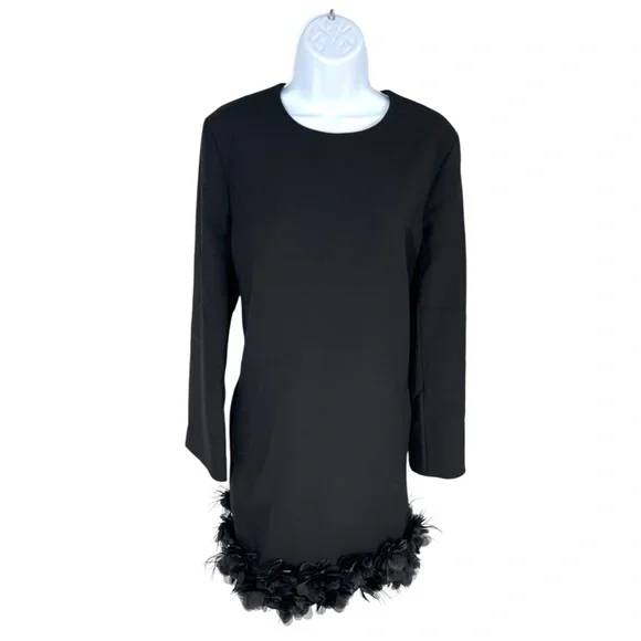 Tuckernuck Dalia Dress Black Organza & Feather Trim A-Line Size M NWT - Picture 3 of 9
